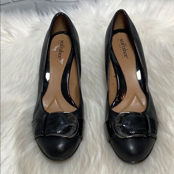 Softshoe Janelle Black Buckle Heels Size 7.5 - Picture 2 of 6
